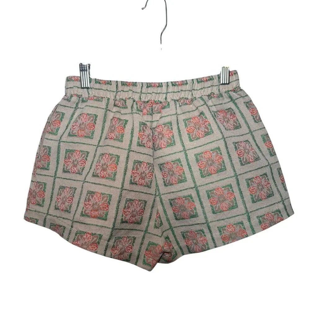 Jaquie The Label Peach Multi Jacquard Shorts NWT Elastic Waist Small - Picture 3 of 5